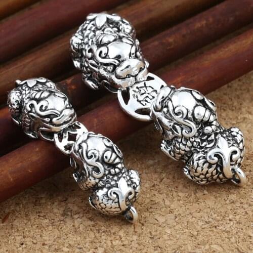 S925 Sterling Silver A Pair Brave Troops Biting Gold Coin Bracelet Link Buckle For DIY Accessories Jewelry Making