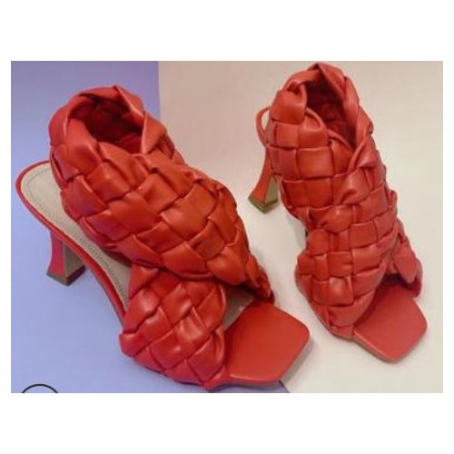 New Summer Fashion Design Weave Women Sandals High heels Ladies Sandals Open Toe Shoes Colorful Candy Colors Sweet Green orang