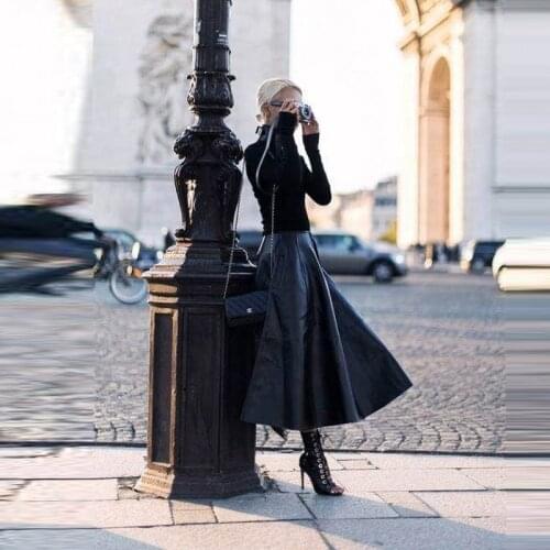 Satiin Wmen Skirts A Line Faldas High Waist England Skirt Plus Size Zipper Waist Elegant Ladies Jupe Skirts 2021 Spring