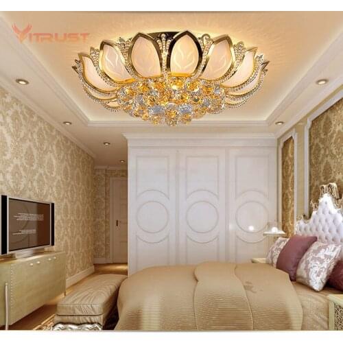 Modern Crystal Chandelier LED Crystal Ceiling Light Flush Mount Crystal Pendant Light Fixture for Dining Room