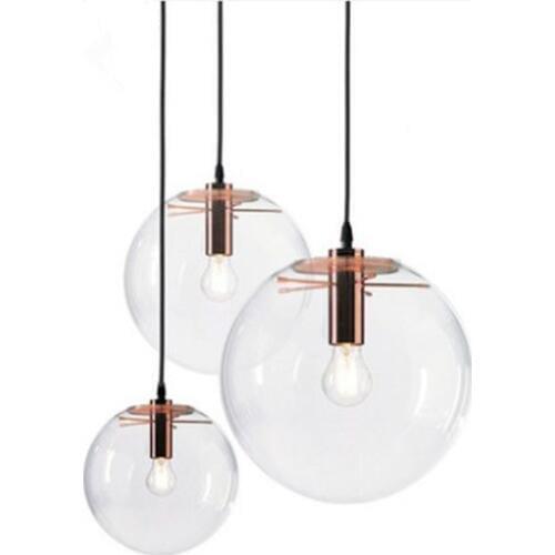 Modern Creative Clear Glass Pendant Light Hanging Suspended Glass Bubble Droplight Transparent Pendant Lamp for Dining Room Shop