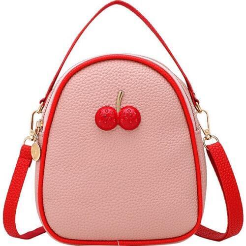 New Women Mini Cross Body Bag Fashion PU Leather Messenger Bag Small Handbags Letter Purse Mobile Phone Cherry Shoulders Bags