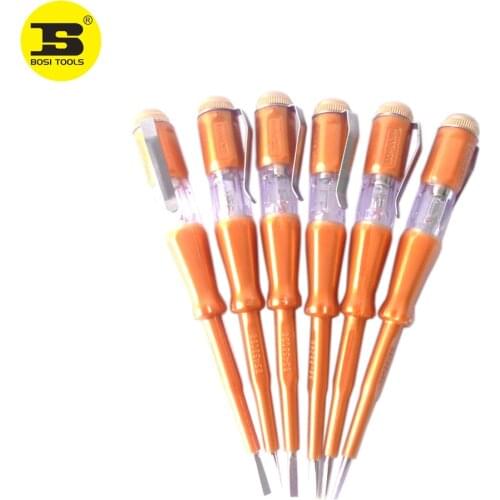 BOSI 6pc 100-500VAC Circuit Testing Screwdriver Voltage Tester Meters