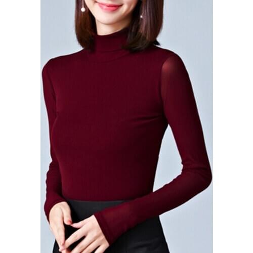 Turtleneck Tops for women fashion Blouses Fall Womens Lace Blouse Slim Blusas Feminina Top Chemise Femme Shirts Plus Size Camisa