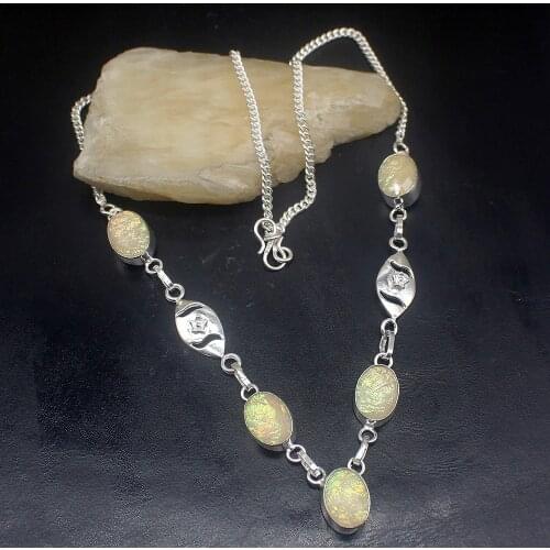 Hermosa Jewelry Trendy Fashion Dichroic Glass Silver Color Women Ladies Gifts Pendant Necklace Chain 52cm 20213472