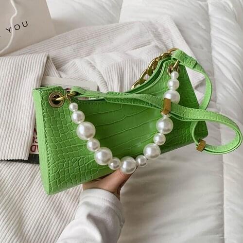 Female Luxury Tote Handbag Over The Shoulder 2021 Spring Women Branded Stone Pattern PU Leather Underarm Bag Female Small Purse