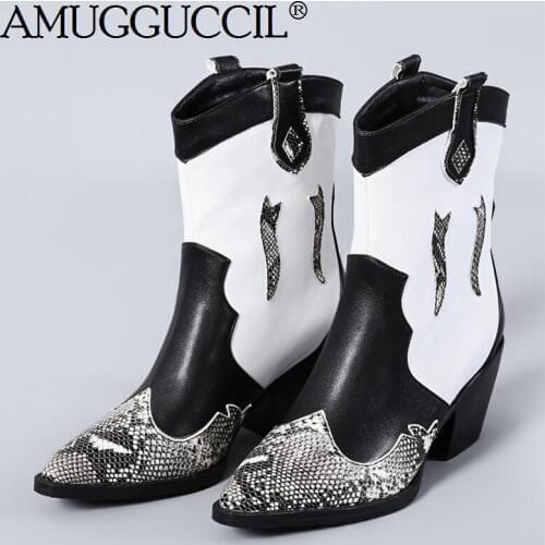 2020 New Plus Big Size 33-45 White-black Fashion Sexy Fashion Autumn Winter High Heel Female Lady Women Ankle Boots X1873