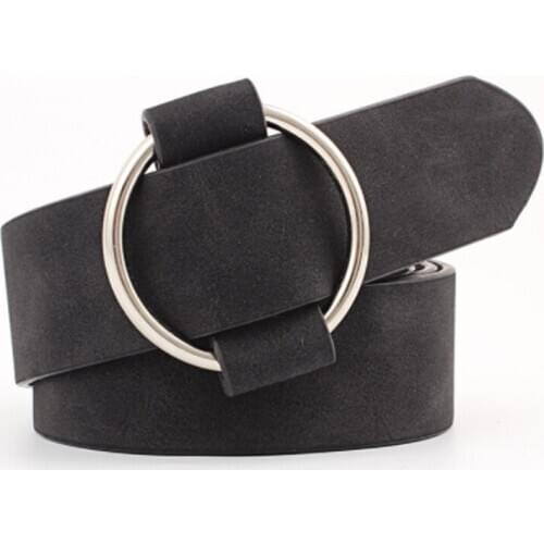 Woman Ladies Faux Leather Straps Belts Female Casual Round Buckle Wide Belts For Women Dress Jeans Belt