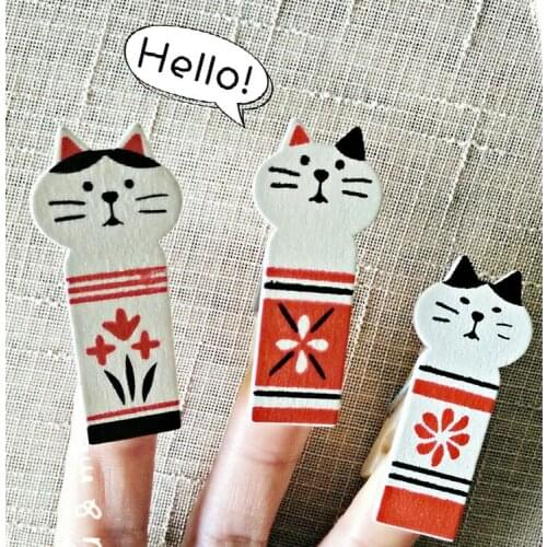 1set Creative photo wall wood storage clip Cute cartoon wood seal clip Long tail clip manufacturers wholesale