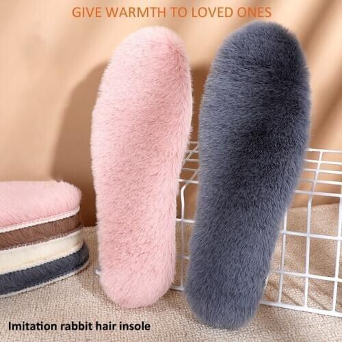 1 Pair Thicken Thermal Insoles Imitation Rabbit Hair Light Breathable Sole Shoes Pad Men Women Warm Soft Insole Warm