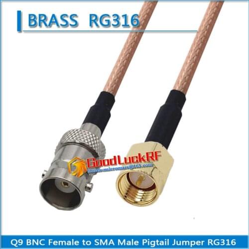 1X Pcs Q9 BNC Male To SMA Male Plug Pigtail Jumper RG316 Extend Cable RF Connector Q9 to SMA Dual Male Low Loss