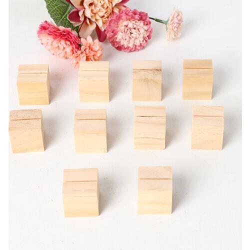 10pcs Natural Wood Numbers Photo Display Stand Business Card Holder Message Name Memo Clips Office Desk Organizer Dinner Party