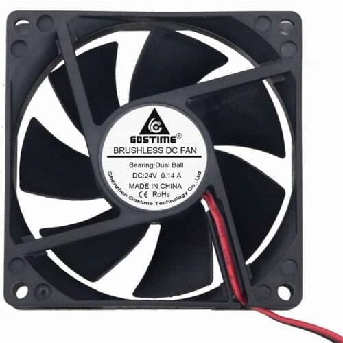 10PCS/LOT Gdstime 80mm 2 Pin DC 24V Dual Ball 80x80x25mm 8025 8cm CPU Cooler PC Cooling Fan