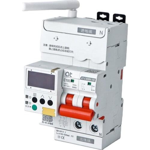 1P+N 2P LCD adjustable milliampere remote control RJ45 RS485 wifi smart mini circuit breaker with residual current protection