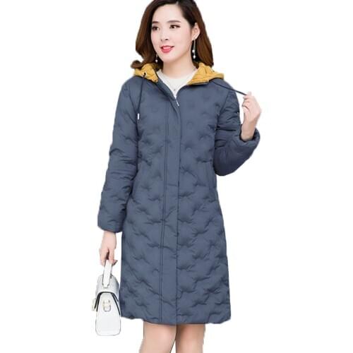 2020 Womens Jacket Casaco Feminino Mid-Long Hooded Thickening Warm Down Cotton Winter Coat Parkas Overcoat Mother Loaded C152