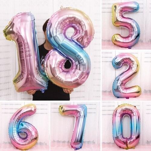 32-inch color gradient aluminum foil balloon filled with helium can float in the air, children, adult birthday party, wedding