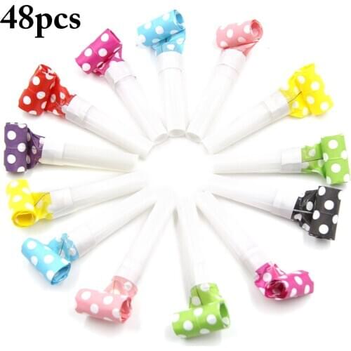 48PCS Candy Color Party Blowout Funny Assorted Party Noisemaker Party Whistle Party Favor Party Atmosphere Props Childrens Toy