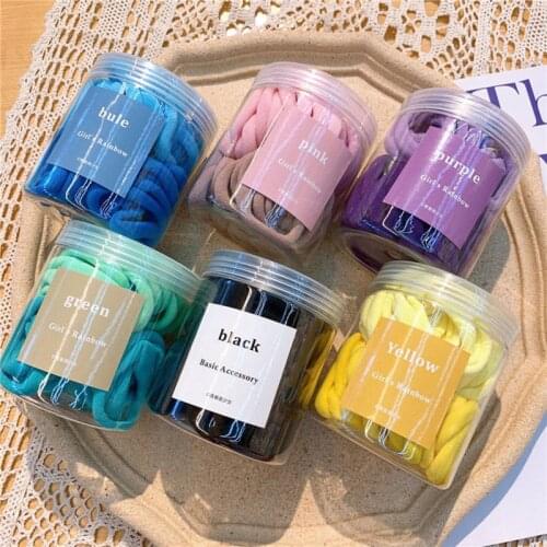 Elastic Hair Accessories For Women Kids Black Pink Blue Rubber Band Ponytail Holder Gum For Hair Ties Scrunchies Hairband 50pcs
