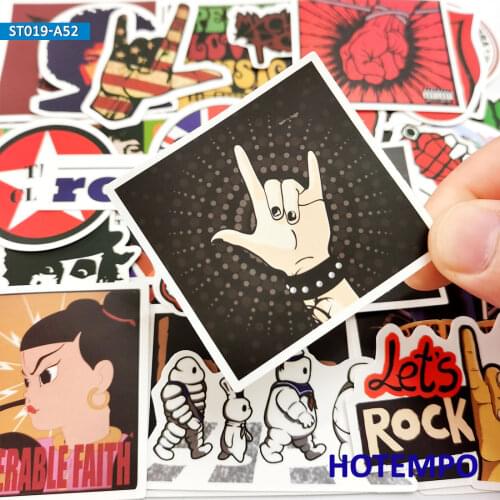52pcs Rock and Roll Punk Music Band Stickers for Mobile Phone Laptop Luggage Guitar Case Skateboard Bike Car Stickers
