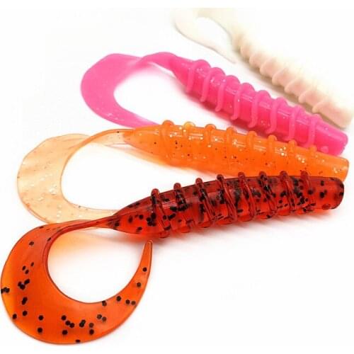 6pcs/Lot Big Bite Baits 10cm/7.6g Fat Grub Lure Soft Bait Powerbait Saltwater Power Grub Fishing Lure Single Tail Worm Swimbaits