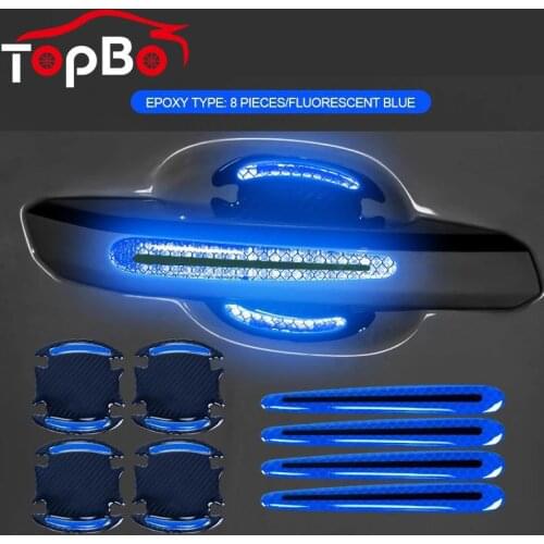 8 Pcs Car Door Handle Bowl Scratch Cover Safety 3D Sticker Reflective Stickers Tape Reflector Car Fender Warning Bumper Strip