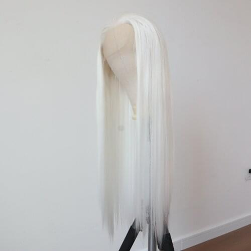 White Synthetic Lace Front Wigs for Women Heat Resistant Fiber Hair Straight Womens Long Wigs