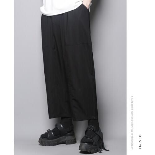 Dark Series Yamamoto style art simple wide leg pants loose straight leg pants patchwork pants Korean fashion casual harem pants