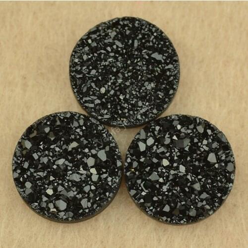Various Color Crystal Cluster Natural Druzy Agates Loose Beads Round Flat Black Drusy Stones For Jewelry Making