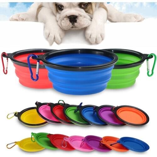 Hot 1PC Foldable Silicone Bowl for Pet Candy-Colored Outdoor Travel Portable Nursing Pitcher 350ml Pet Dog Bowl