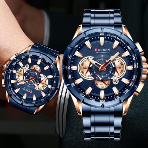 Curren Mens Watches Top Brand Luxury Business male watches big dial blue watch men 2021 Waterproof Relogio Masculino 2022