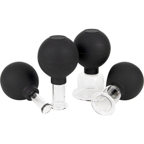 Black Rubber Head Vacuum Cupping Cups Glass Face Skin Lifting Body Facial Cups Anti Cellulite Chineses Cupping Therapy Tool