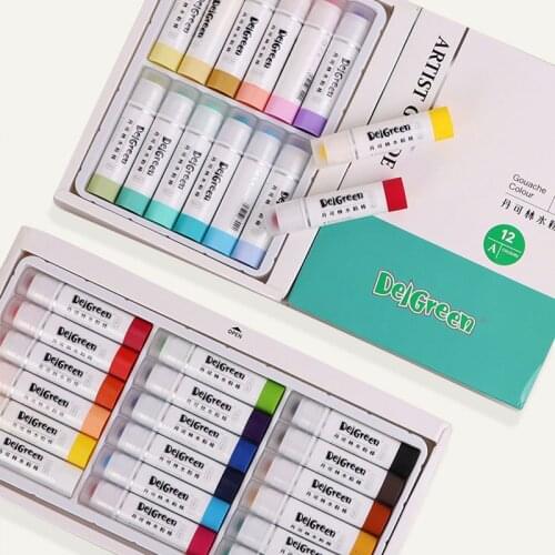 Dankelin solid gouache stick 12/18 color macaron color colorful stick graffiti pen water soluble rotating childrens crayons