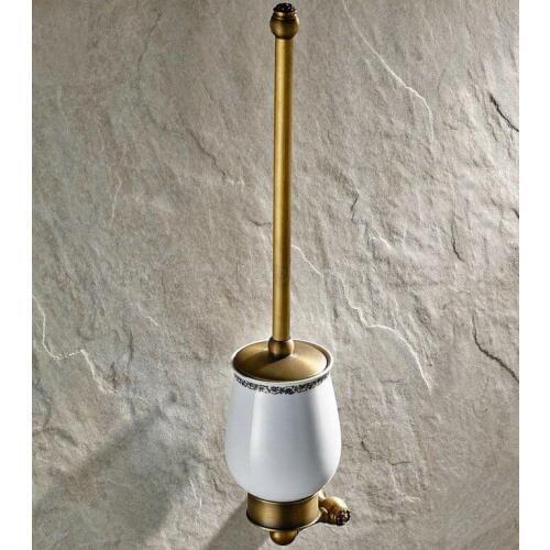 Toilet Brush Holders Antique Brass Toilet Brush Holder With Ceramic Cup Household Products Bathroom Decoration zba422