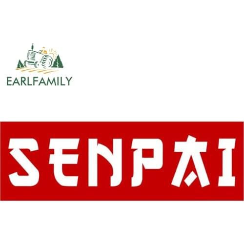EARLFAMILY 13cm x 4.3cm for Senpai Car Stickers Windshield Decal Motorcycle Waterproof Funny Anime Decals Personality Decor