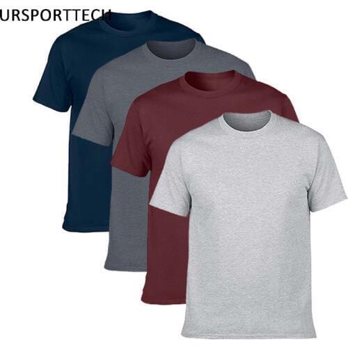 Buy Two Get Two Cotton Mens T-shirts Classical 2020 Short Sleeve O-neck tshirt Solid Color Summer Loose Basic T-shirts For Men