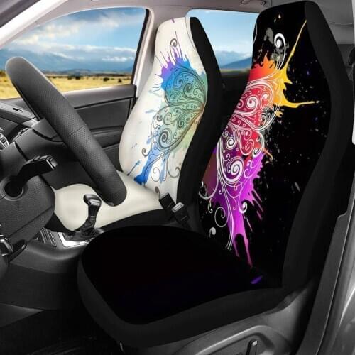 HUGSIDEA Trendy Car Seat Covers for Women Trrpy Butterfly Print High Qutily Auto Front Seat Cover Set of 2 Ultra-Soft Universal