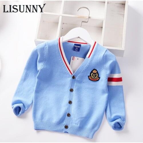 Preppy Style Children Cardigan Knitted Jacket 2021 Autumn V-neck Sweater British Style Boy Baby Sweaters Kids Clothing Coat 2-7y