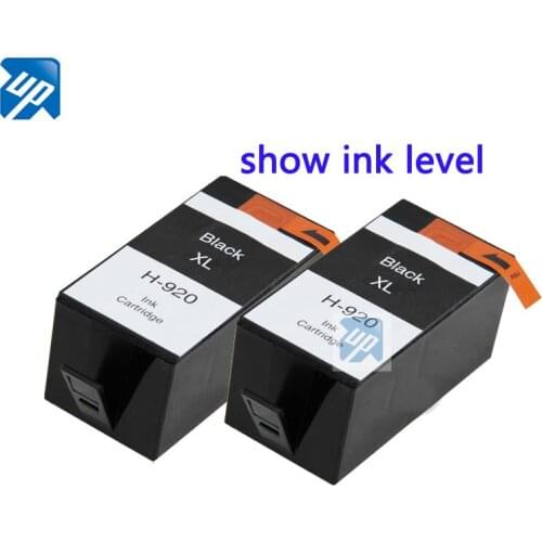 UP brand 2 x ink for hp920 920 XL Black ink cartridge For HP Officejet 6000 6500 6500 Wireless 6500A 7000 7500 7500A printer