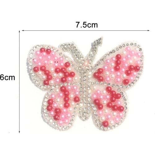 Colorful Bead Irons on Butterfly Patch for clothing DIY decoration Rhinestone diamond painting sticker