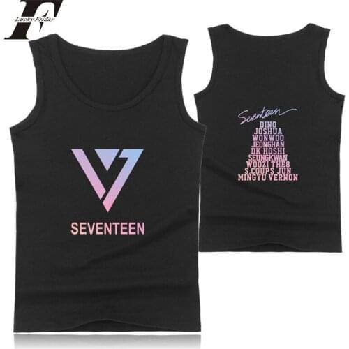 LUCKYFRIDAYF 2018 Seventeen Tank Tops idol group cotton sleeveless Seventeen summer Tops Fitness Vest Bodybuilding Plus Size