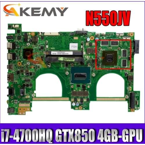 Laptop motherboard For ASUS N550JK N550JV N550JX N550JA Main Board With i7-4700HQ GTX850 4GB-GPU 100% Fully Tested