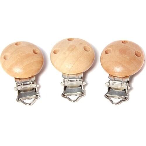 Metal Wooden Baby Pacifier Clips Solid Color Holders Cute Infant Soother Clasps Holders Accessories 2020
