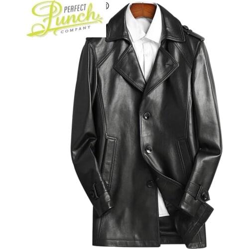 Genuine Mens Leather Jacket 100% Sheepskin Coat Spring Autumn Real Leather Blazers Veste Cuir Homme B12N008012-B KJ4283