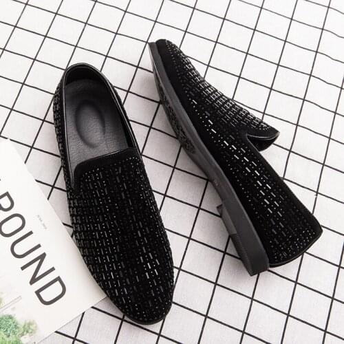 2021 NEW Pointed Toe Embroidery Rhinestone Flat Shoes For Men Male Wedding Dress Prom Homecoming Shoes Zapatos Hombre Vestir