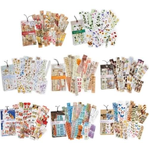 T5EF 30 Pcs/Pack Retro Creative Long Strip Sticker Vintage Retro Style Student Stationery Supplies DIY Scrapbooking Material