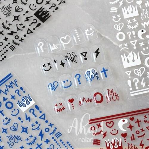 Newest Klein Blue Flame Smiling Face 3D Back glue Nail decal Nail sticker Nail decoration Nail art Nail tool Nail ornament