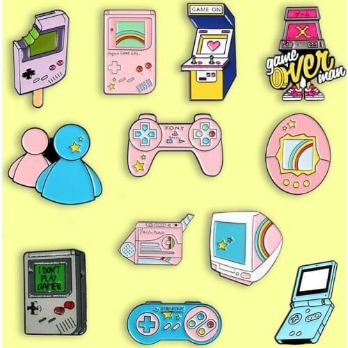Amusement equipment enamel brooch creative blue game console pin jeans shirt bag cartoon fashion jewelry gifts for friends