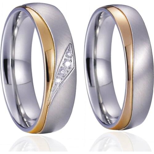 2pcs gold plated wedding rings pair for couples lovers alliance jewelry anniversary marriage finger ring