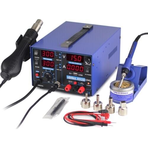 3 IN 1 YIHUA 853D USB 2A Rework Station Welding Hot Air Gun Rework USB Output 15V 2A DC Power Supply BGA Welding Tool