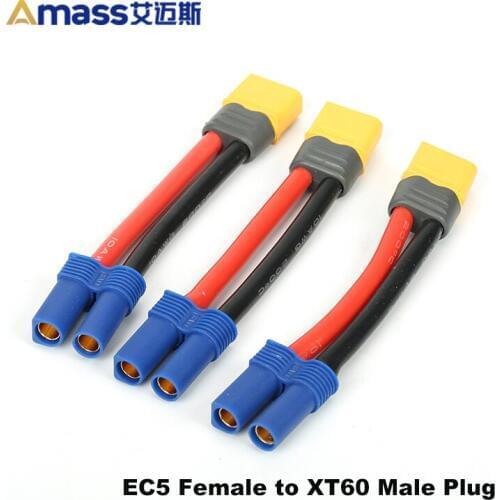 Amass EC5 FeMale to XT60 male Plug Connector Converter Charger Cable Extension Cord Adapter Plug For RC Multicopter FPV Drone